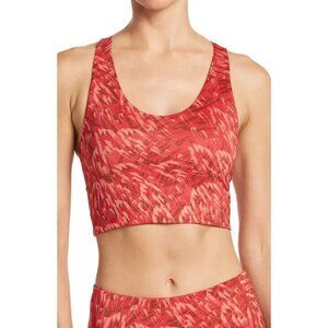 Z By Zella Studio Lite Longline Sports Bra Size Medium BNWOT Racerback Red Print
